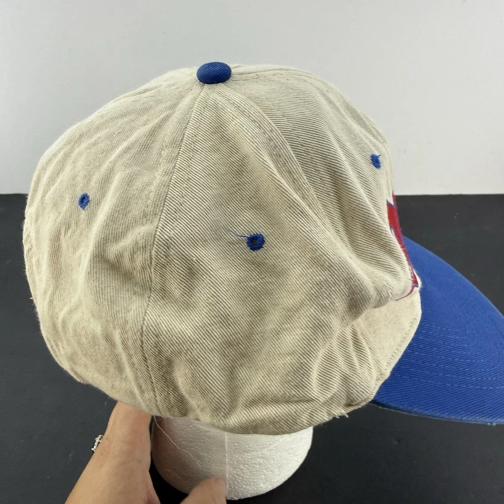 VINTAGE AC/DC Hat Cap Snap Back Blue White Embroidered Graphic Band Mens 90s